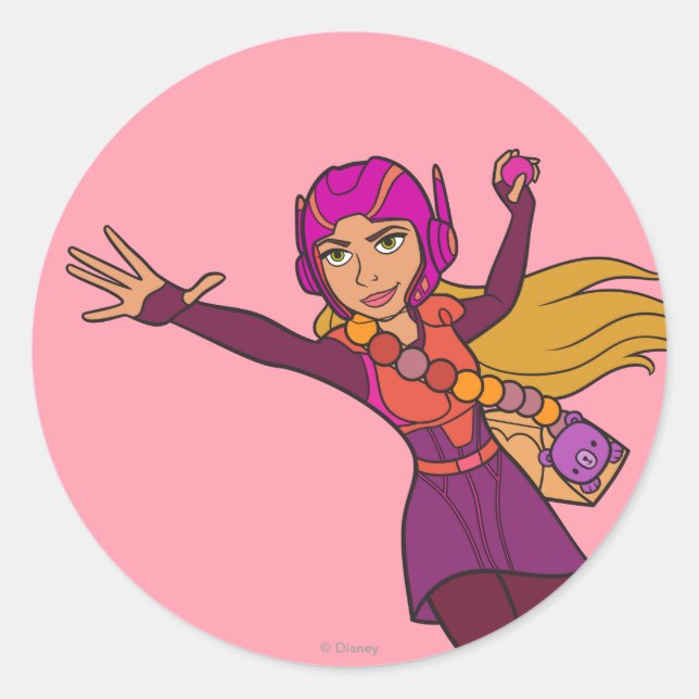 Sticker Rond Costume rose citron miel (Devant)