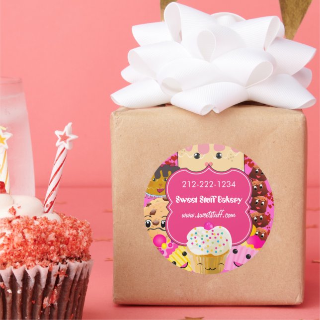 Sticker Rond Costume sucré Candy Cake Cookies et Cupcake Sticke (Fête)