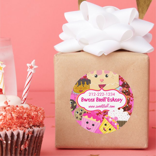 Sticker Rond Costume sucré Candy Cake Cookies et Cupcake Sticke (Fête)