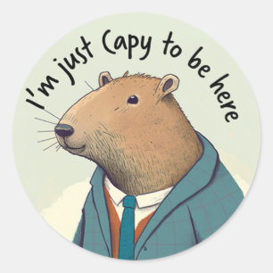 Sticker rond Costume Tweed Capybara adorable