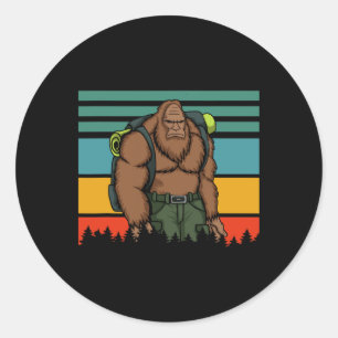 Sticker Rond Costume Vintage Retro Bigfoot Randonnée Famille Co