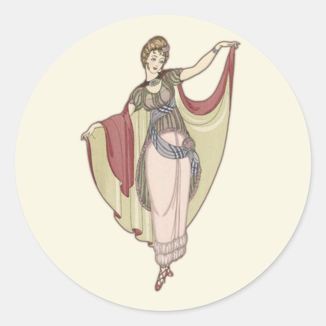Sticker Rond Costumes Parisiens - Robe de danse, mode (Devant)