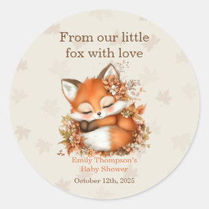 Sticker Rond Cosy Renard d'automne Baby shower Cosy Woodland Pa