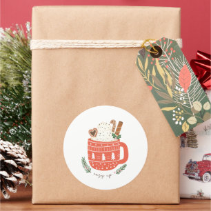 Sticker Rond Cosy Up Hot Cocacao Mug Noël