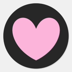 Sticker Rond Coton Candy Pink coeurs de polka sur noir