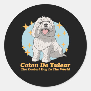 Sticker Rond Coton de Tulear Coolest Chien   Coton de Tulears
