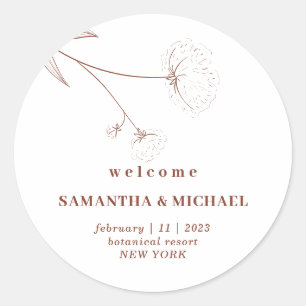 Sticker Rond Coton Floral Terracotta Indie Bienvenue Mariage