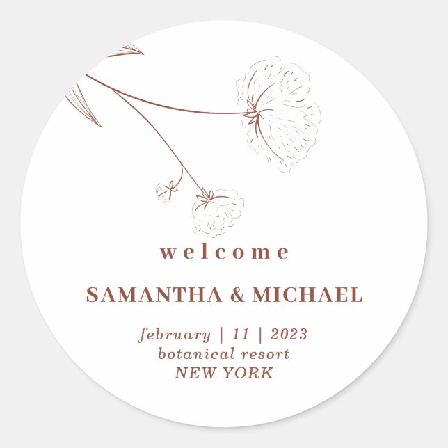 Sticker Rond Coton Floral Terracotta Indie Mariage de bienvenue (Devant)