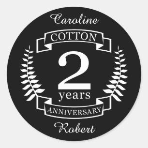 Sticker Rond Coton mariage anniversaire 2 ans mariés