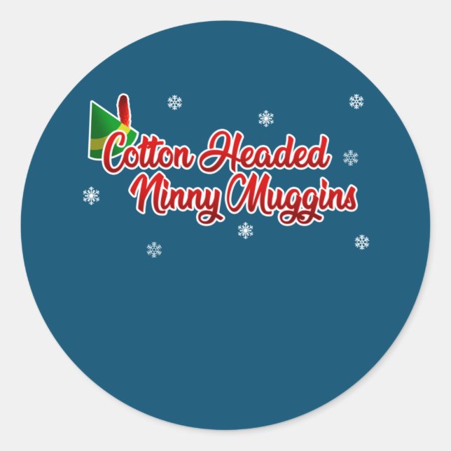 Sticker Rond Coton Tête Ninny Muggins Drôle Elf Noël (Devant)