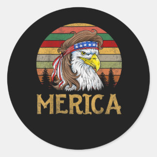 Sticker Rond Cottage vintage Aigle Amérindiens de Merica