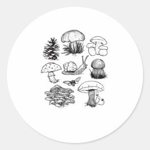 Sticker Rond Cottagecore Esthétique Goblincore Champignon Escar