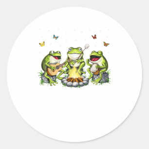 Sticker Rond Cottagecore esthétique grenouilles camping forêt G