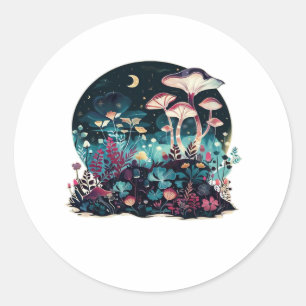 Sticker Rond Cottagecore et Salon de Champignons Goblincore Est
