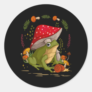 Sticker Rond Cottagecore Fairycore Esthétique Frog Snail Mushro