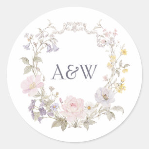 Sticker Rond Cottagecore Fleur Sauvage Romantique Botanique Mon