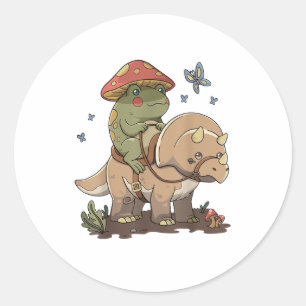 Sticker Rond Cottagecore Grenouille Esthétique Champignon Mign