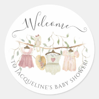 Sticker Rond Cottagecore Vêtements bébé Bienvenue bébé fille Do