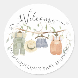 Sticker Rond Cottagecore Vêtements bébé Bienvenue Garçon Douche