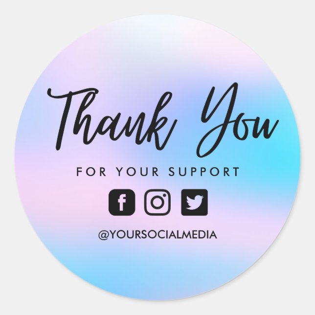 Sticker Rond Cotton Candy Merci personnalisé Médias sociaux (Devant)