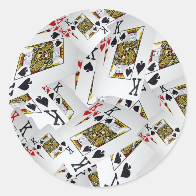 Sticker Rond "Couche royale : Une pile de cartes de poker des r (Devant)