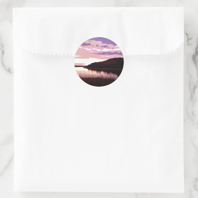 STICKER ROND COUCHER DE SOLEIL (Sac)