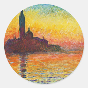 Sticker Rond Coucher De Soleil Claude Monet À Venise Art Impres