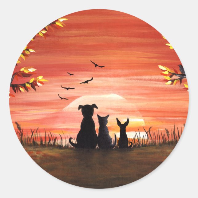Sticker Rond Coucher de soleil d'automne (Devant)