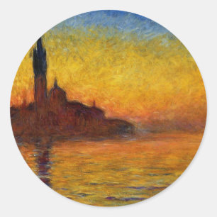 Sticker Rond Coucher de soleil de Monet Venise Impressionnisme 