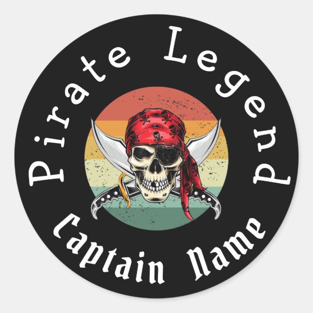 Sticker Rond Coucher de soleil de pirate (Devant)