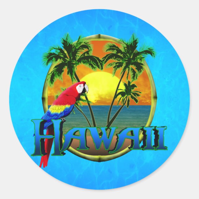 Sticker Rond Coucher de soleil d'Hawaii (Devant)