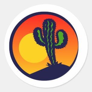 Sticker Rond coucher de soleil du Saguaro