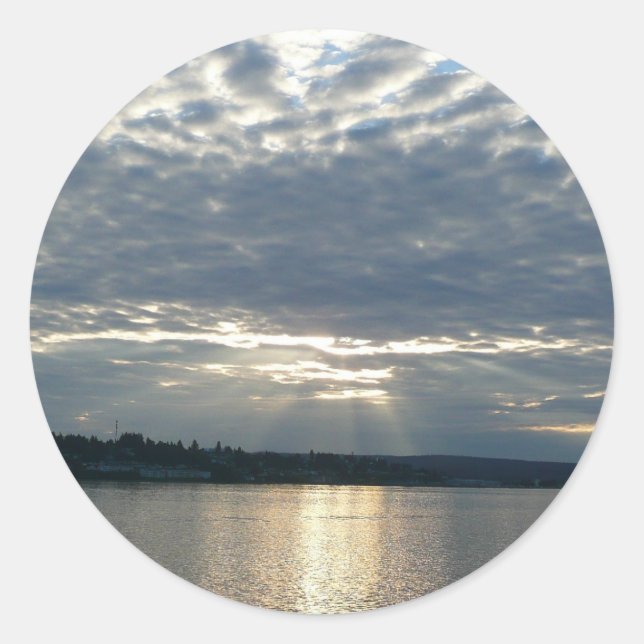 Sticker Rond Coucher de soleil en Colombie-Britannique (Devant)