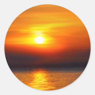 Sticker Rond coucher de soleil en été
