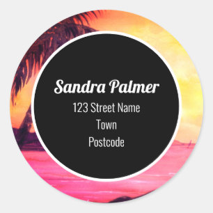 Sticker Rond Coucher de soleil en tropiques par Farida Greenfie