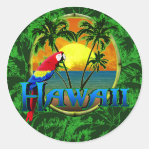 Sticker Rond Coucher de soleil hawaïen