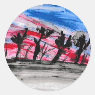 Sticker Rond Coucher de soleil rouge