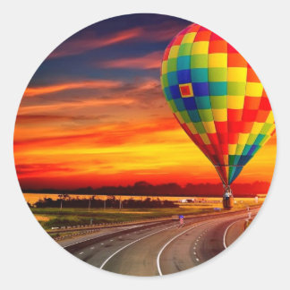 Sticker Rond Coucher de soleil sur ballon