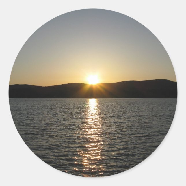 Sticker Rond Coucher de soleil sur le lac Onota : Vertical (Devant)
