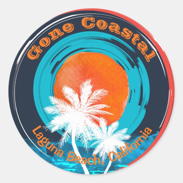 Sticker Rond Coucher De Soleil Sur Le Littoral Choisir Votre Pl (Devant)