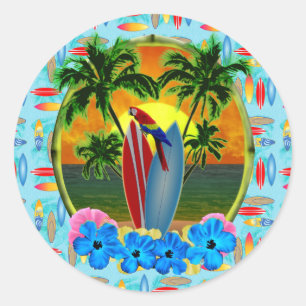Sticker Rond Coucher de soleil tropical