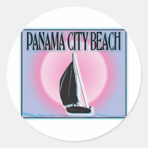 Sticker Rond Coucher du soleil de bateau de regard peint à