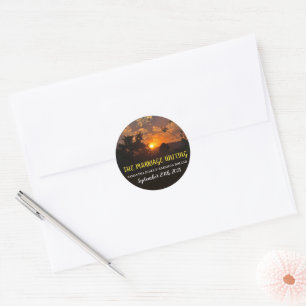 Sticker Rond Coucher du soleil du soir, Mariage rustique