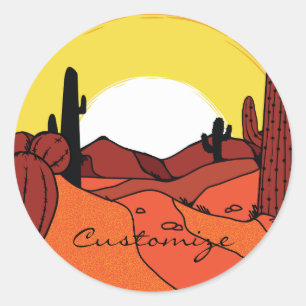 Sticker Rond Coucher du soleil Thunder_Cove de cactus de déser