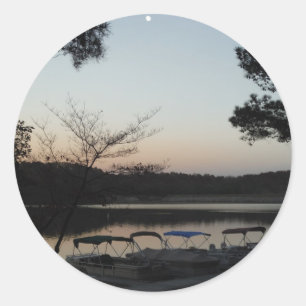 Sticker Rond Coucher le soleil, lever la lune sur le lac Arrowh
