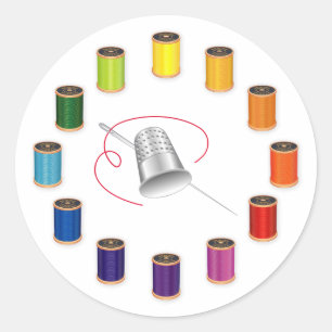 Sticker Rond Coudre, tondre, aiguilles et filetage