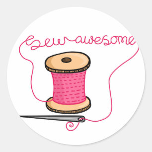 Sticker Rond Coudre une aiguille et du coton impressionnants
