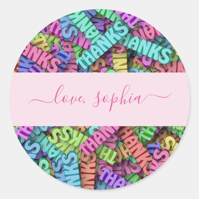 Sticker Rond Couleur agréable Merci Merci Ajouter un nom (Devant)