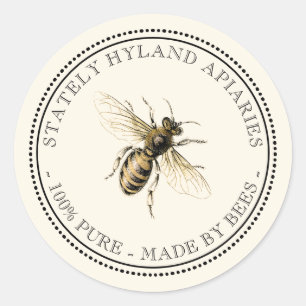 Sticker Rond Couleur Apiary Bee Ivory Votre Nom Ici