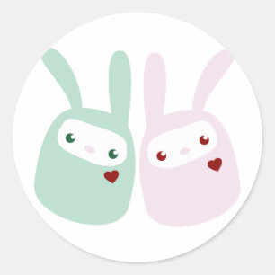 Sticker Rond Couleur arc-en-ciel Bunnies